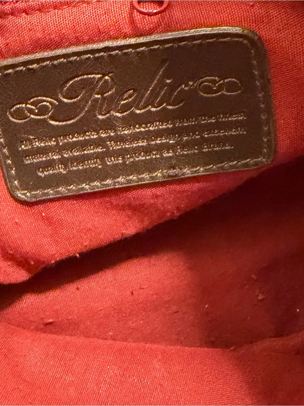 Relic Red Embossed Paisley Tote Handbag with Braided Handles